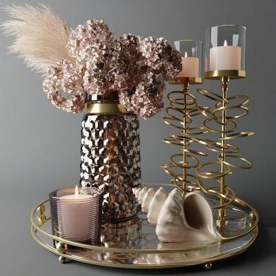 现代花瓶花艺 花卉 烛台 饰品摆件